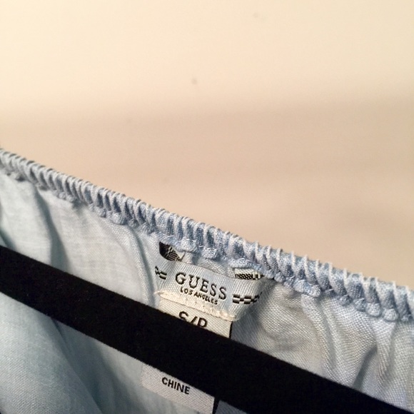 Guess Denim Off-The-Shoulder Crop Top - Picture 2 of 3